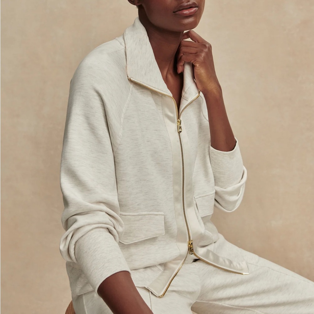 NEW - Never Worn Varley Cream Roxbury Zip Through Sweatshirt